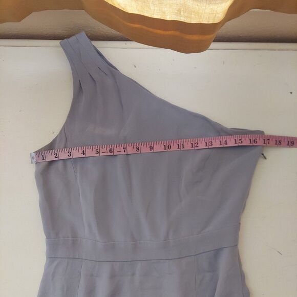J. Crew Grey Silk One Shoulder Dress Sz 8 - Picture 7 of 10